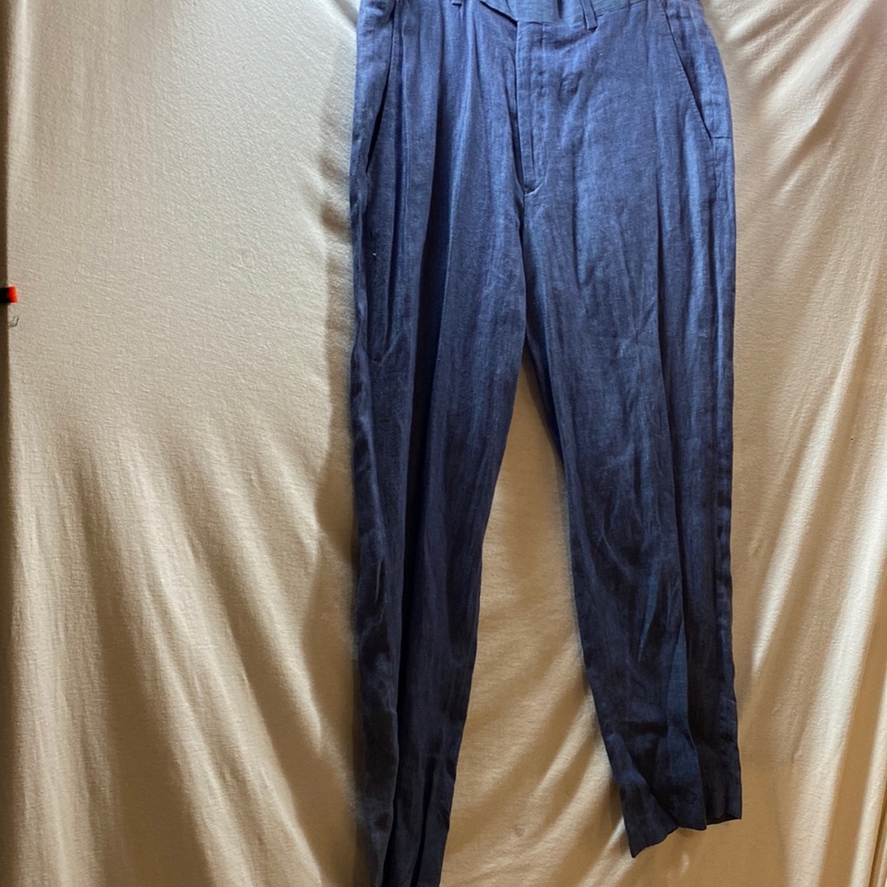 Savile Row London men’s denim look linen pants